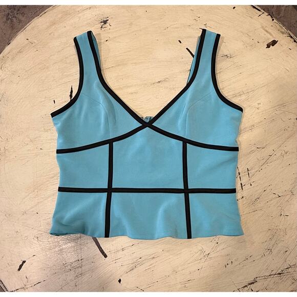 Cache Women’s Blue Black Lined Sleeveless Top Size 10 90's - Picture 4 of 6